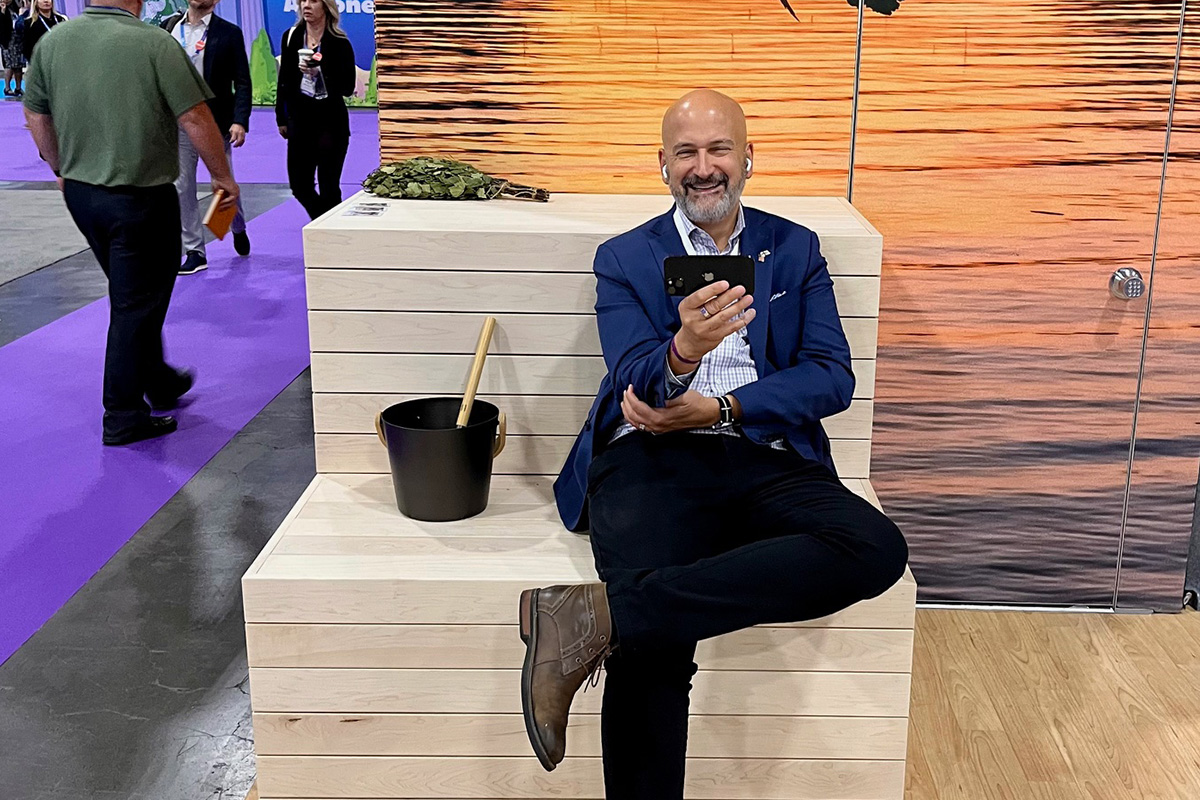 Having a chill in the Finnish sauna at the Pavilion